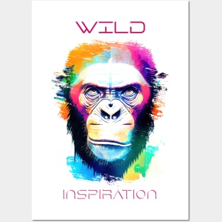 Chimpanzee  Ape Wild Nature Animal Colors Art Painting Posters and Art